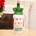 Christmas snowman wine bottle cover with green welcome text on cozy festive background - Snowman Style