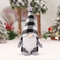 Gnome de Noël en peluche avec motif à carreaux noir et blanc et étoile sur le bonnet - Gnome sans Visage à Carreaux Noirs et Blancs