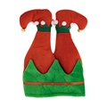 Cappello creativo da elfo di Natale a righe rosse e verdi con campanellini - Cappello Gamba da Elfo (Rosso Verde)