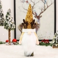Detail of Christmas wine bottle cover with gold sequins, white beard and reindeer antlers - Gold Sequin Bottle Cover