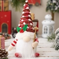 Gnome de Noël lumineux avec bonnet en tricot rouge et barbe blanche en décor de fête - Rouge Avec Lumière Sans Pile