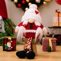 Weihnachtliche gesichtslose Zwergenpuppe mit langen Beinen und rotem Herzmütze-Dekoartikel - Weiß