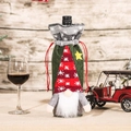 Christmas gnome wine bottle cover with green felt and red striped knit hat decoration - Gray Style