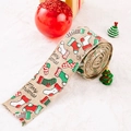 Nastro natalizio in iuta con motivi di calze e scritta Merry Christmas - Stile Calza di Natale