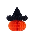 Décoration d'Halloween en papier alvéolé avec citrouille orange et chapeau de sorcière - Citrouille