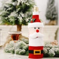 Knitted Santa Claus wine bottle cover with white beard and belt for Christmas decor - Santa Claus
