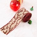 Christmas burlap ribbon with red berry prints for gift wrapping and holiday decor - Red Berry Style