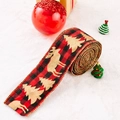 Nastro natalizio da 5 m a quadri rossi e neri con renne e alberi dorati - Renna Joy Plaid