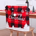 Christmas chair covers in red and black plaid with festive white typography and pompoms - Red and Black Plaid (03)