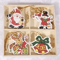 Set di 12 ornamenti natalizi nordici in legno con Babbo Natale, pupazzo di neve e renne - 3D Quattro Modelli (Colore C)