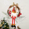 Christmas rattan wreath featuring a plaid gnome with red berries and silver pine needles - Small Branch Wreath Santa Claus