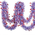 Ghirlanda patriotica rossa bianca e blu con paillettes a stella per decorazioni - Rosso Bianco Blu 9cm Larghezza 2m Lunghezza 5 Strati