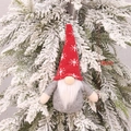 Gnomo di Natale appeso con berretto in maglia rossa a fiocchi di neve e corpo in feltro - Stile Barba con Fiocchi di Neve Rosso (C款)