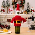 Ensemble housse de bouteille Père Noël en tricot avec pull rouge et chapeau de fête - Style Ceinture