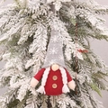 Ciondolo gnomo natalizio in peluche con cappello grigio a maglia e corpo in feltro rosso 18cm - Stile Trecce con Fiocchi di Neve Grigio (D款)