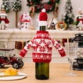 Housse de bouteille de vin de Noël avec motif cerf rouge tricoté et mini bonnet - Couvre Vin Style Renne