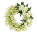 Künstlicher weißer Rosenkranz mit Grünpflanzen und Schleierkraut für die Hochzeit - Weiße Rosenkranz