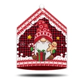 Christmas chair cover featuring gnome motif with red black plaid pattern and white snowflake details - Plaid Gnome (04)