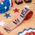 Nastro in iuta USA con stelle rosse e razzi per decorazione del Giorno dell'Indipendenza - Stile E (USA Razzo Lino)
