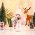 Ange de Noël en peluche blanche avec étoile argentée et écharpe grise décorative - Ange en vêtements blancs avec écharpe grise / 20*9*6