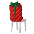 Red Christmas chair cover with green bow and Christmas tree print decoration - Red