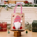 Rudolph Christmas burlap gift bag with striped handle and gnome 3D applique - Gnome Music Note Style