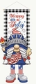 Bandiera con gnomo del Giorno dell'Indipendenza con torcia e testo Happy 4th of July - Stile 01 Gnomo Plaid Nero Bianco