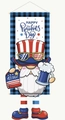 Striscione per il Giorno dell'Indipendenza con gnomo patriottico, birra e bandiere USA - Stile 02 Gnomo Plaid Blu Nero