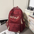 Grote bordeauxrode schoolrugzak met GTYLF-borduring en diverse handige opbergvakken - Rode Rugzak