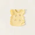 T-shirt gialla senza maniche per bambine con maniche a volant e toppe a cartone animato - 80 / Giallo