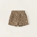Short d'été décontracté léopard pour filles avec taille élastique et poches - Imprimé léopard / 80