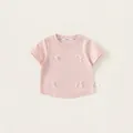 Pink short sleeve baby t-shirt with 3D bow accents and breathable cotton fabric - 80 / Pink