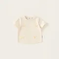 Sweet cream colored cotton T-shirt for girls featuring elegant small bow decorations - 80 / Apricot