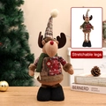 Reno de Navidad de peluche con piernas extensibles y traje festivo de cuadros rojos y verdes - Reno Telescópico