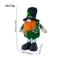 St. Patrick's Day gnome with green clover hat, orange beard, and dimensions info - Telescopic Male Style