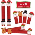 Set of 8 Christmas refrigerator handle covers with Santa, Snowman, and Reindeer dolls - 8-Piece Set