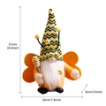 Bee-themed gnome plush with wings and honey wand, measuring 27cm height on white background - Winged Bee Male Style