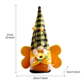 Handmade bee gnome plush decor with yellow plaid hat and sunflower, 27cm height size - Winged Bee Female Style