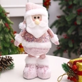 Figurine de Père Noël rose à paillettes avec jambes télescopiques pour Noël - Père Noël Rose