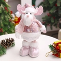 Poupée renne de Noël rose à paillettes avec pieds télescopiques pour vitrine de fête - Renne Rose