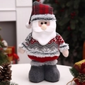 Poupée de Père Noël en peluche avec chapeau écossais et pull gris pour décor de Noël - Père Noël