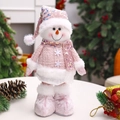 Poupée bonhomme de neige rose à paillettes avec pieds télescopiques pour décor de fête - Bonhomme de Neige Rose