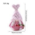 Roze pluche kabouter met hartjesmuts, witte vlechten en afmetingen van 27x14cm - Groot Niet-lichtgevend Roze