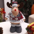 Poupée renne de Noël en peluche avec pull tricoté rouge et gris pour déco de fête - Style Élan