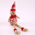 Poupée en peluche bonhomme de pain d'épice à longues jambes avec chapeau à carreaux rouge - Style Femme à Longues Jambes