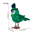 Green plush bird toy with shamrock prints and hat, St. Patrick's Day 21cm decoration - Glowing Male Chick