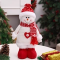 Muñeco de nieve navideño de felpa con gorro de lunares y bufanda de punto roja - Muñeco de Nieve