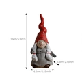 Figurine de nain de Noël en résine avec bonnet rouge et robe grise, hauteur de 15 cm - Style Femme en Résine (Design Tresses Rudolph)