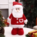 Papá Noel de pie en tela de punto roja con patrones de corazones blancos para decoración - Papá Noel