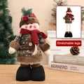 Muñeco de nieve navideño de peluche con piernas extensibles y traje de cuadros rojo y verde - Muñeco de Nieve Telescópico